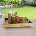 Gourmet Basics by Mikasa 5261665 Square Lazy Susan Serving Tray, 18-Inch, Mango