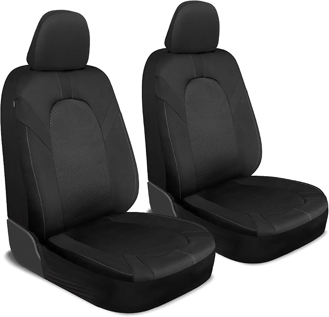 Motor Trend Honeycomb Polyester Seat Covers – Semi Universal Fit Front Seat Protector for Most Cars, Trucks, SUVs – Breathabl
