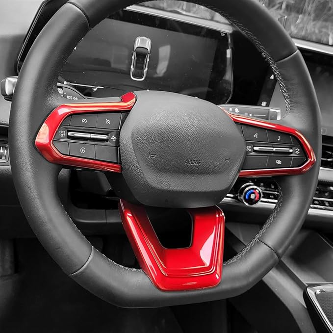 Steering Wheel Cover Compatible with Chevrolet Equinox 2025 2026, Auto Interior Upgrade Accessories-Red