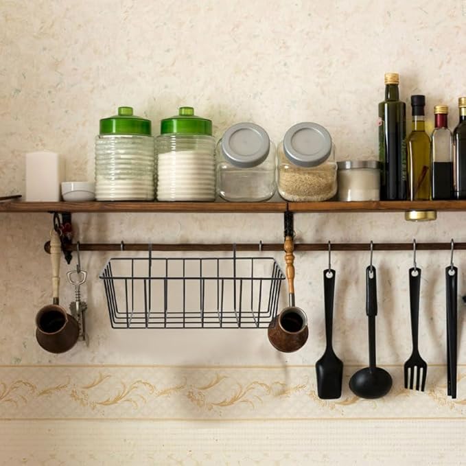 Alipis Wire Basket Organizer Kitchen Storage Shelves Sturdy Wall Hanging Rack 1pc