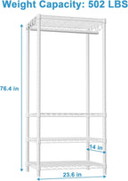 Ulif H4 Mini Portable Closet, 4 Tiers Freestanding Clothing Garment Rack for Small Space, Metal Clothes Wardrobe System for B