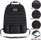 Car Seat Back Organizer, Tactical Molle Nylon Vehicle Panel Universal Fit Car Backseat Cover Protector (Olny Black molle seat organizer)