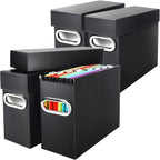 File Organizer Box with Lid & Handle, Heavy Duty Hanging File Folder Storage Boxes for Letter Size, Portable Filing Organizer