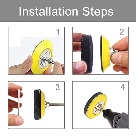3 Inch Sanding Disc Drill Polishing Kit Sanding Attachment, 150 Pcs Wet Dry Car Headlight Restoration Kit Hook and Loop Sandp