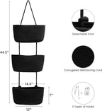 TeoKJ Over the Door Hanging Basket, 3-Tier Woven Cotton Wall-Mounted Storage Organizer Bag Decorative Hanging Nursery Baskets