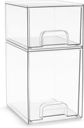 Sorbus Acrylic Storage Containers - 2 Pack, Stackable Storage Bins Set for Bathroom Organization - Clear Acrylic Drawer Organ