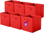ShellKingdom Foldable Fabric Storage Cubes - Cloth Organizer Drawer for Closet & Toys, 13 X 13 X 13 INCH, 6 Pack (Red)