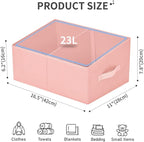 DIMJ Large Closet Shelf Organizer Bins 4 Packs with Handles and Divider, Fabric Trapezoid Storage Baskets, Foldable Clothes C