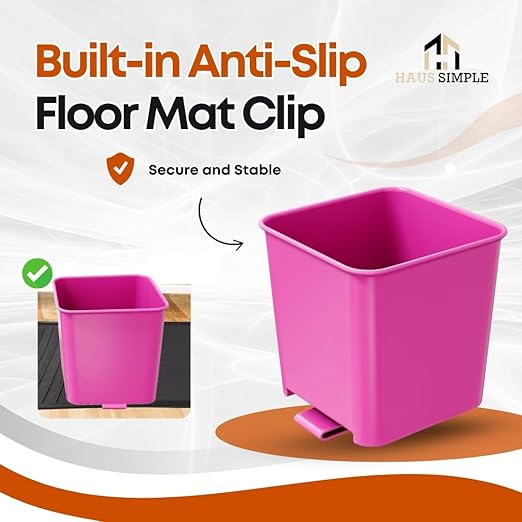 Car Trash Can Waterproof Vehicle Garbage Bin, Leakproof Anti Slip Floor Mat Clip Trash Bag Holder for Car, Truck, SUV, Van Portable Auto Trash Container with Stability Clips (Pink, Small)