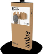 Umbra Picket Coat Rack Wall Mount – 5 Flip-Down Wood Coat Hooks, Modern & Functional Storage, Easy Install Wall Hooks, Natura