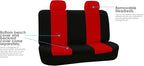 FH Group Car Seat Covers Flat Cloth Automotive Red Full Set, Rear Solid Bench Universal Fit Combo Steering Wheel Cover & Seat Belt Pads Car Seat Protector for Cars Trucks SUV Interior Accessories