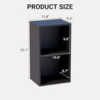 Book Shelf, 2-Tier Bookcase, Wooden Open Cube Storage Organize, 9.3 x 11.8 x 21.1 Bookshelf for Living Room, Bedroom, Home Of