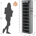 VTRIN Vertical Narrow Shoe Rack Organizer Tall Shoe Rack for Closet Entryway 10 Tier Non-Woven Cover Shoe Shelf Holds 20-22 P