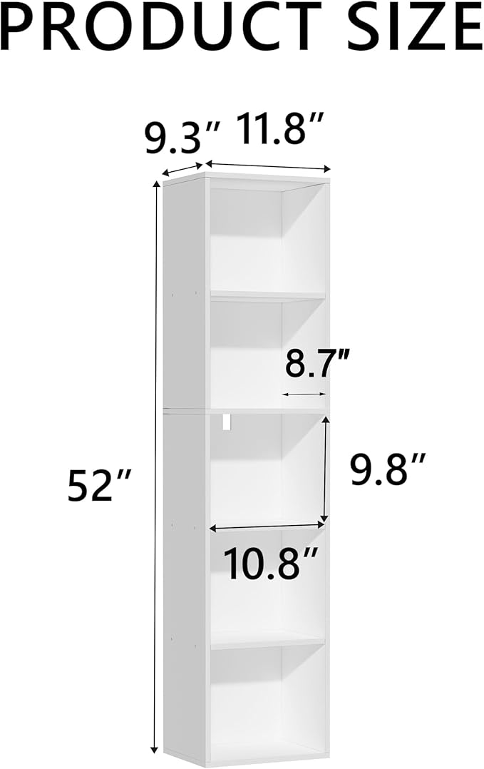 5 Cube Storage Organizer,Wooden 5-Tier Open Shelf Bookshelf,Versatile Storage Cubes for Living Room，Bedroom,Home Office, (Whi