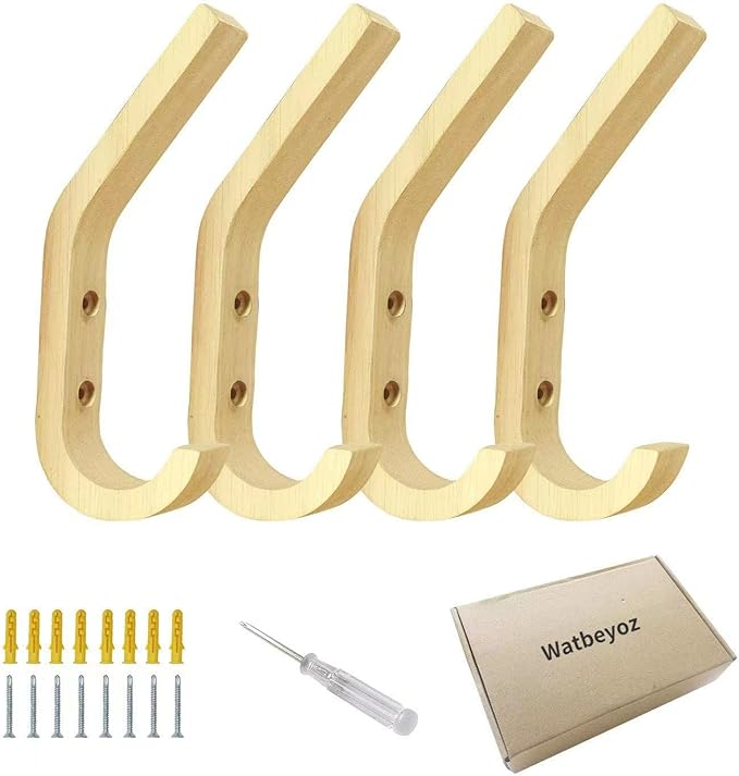 Wooden Coat Hooks Wall Hooks,Natural Oak Wood Hooks Decorative Vintage Wood Wall Hooks Organizer Heavy Duty Wall Mounted Hook