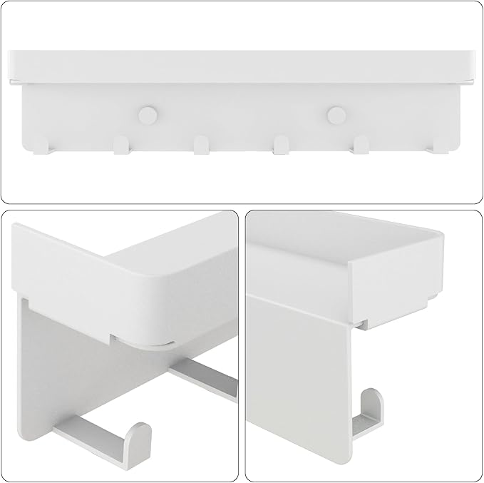2 Pieces Key Holder for Wall Rustic Key and Mail Organizer 6 Key Hooks with Shelf Small Key Rack with Tray Adhesive Key Hange