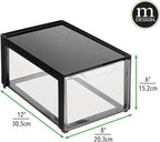 mDesign Plastic Desk Organizer and Storage Bin w/Pull Out Drawer - Stackable Office Storage Container for Office Supplies - D