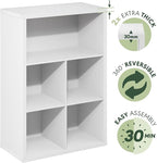 Furinno Cubicle Book Shelf, 5-Cube Bookshelf, Extra Thick Frame Cube Storage Organizer Bookcase with Closed Back, 15.3 x 29.9