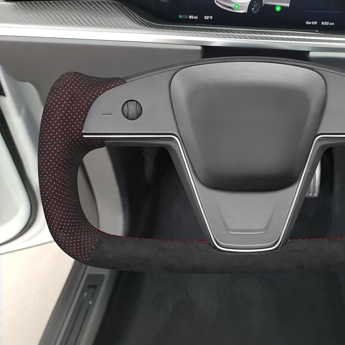 MEWANT Hand Stitched Tesla Model S Yoke Steering Wheel Cover Wrap for Tesla Model S 2021-2023 / Model X 2021-2023 Tesla Yoke Steering Wheel Accessories