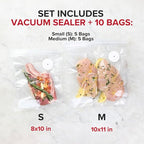 Chef Preserve Compact Vacuum Sealer for Food (Vacuum Sealer Machine + 10 Reusable Vacuum Bags) Powerful Handheld Vacuum Seale