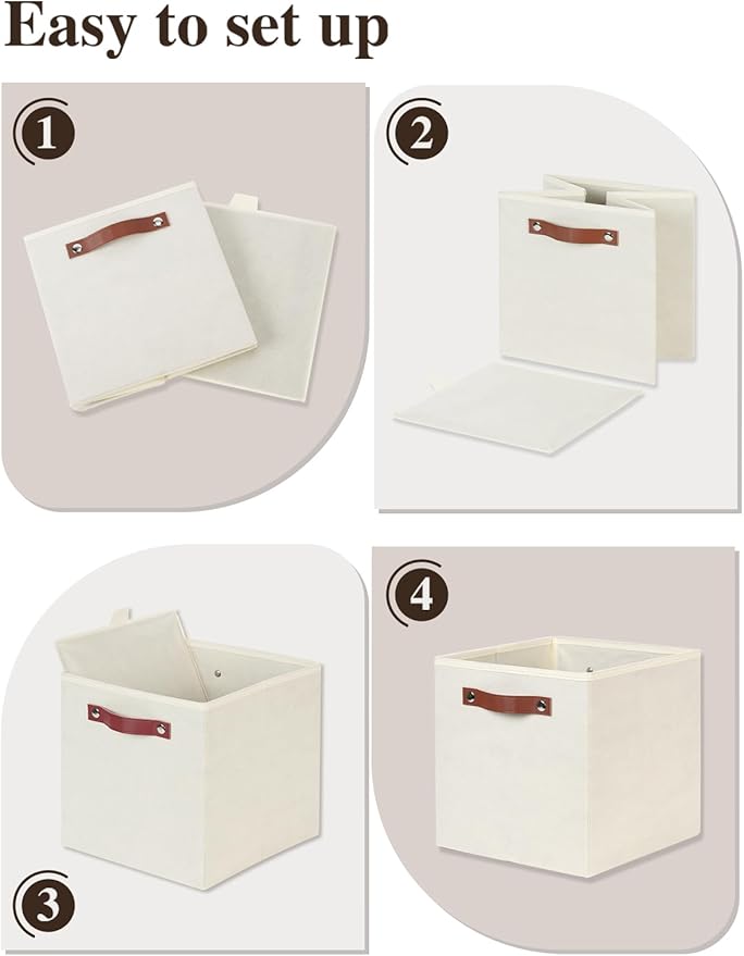 Temary 11x11 Storage Cubes Fabric Cube Storage Bins with Handles Clothes Storage Boxes Baskets for Organizing Home, Shelf, Cl
