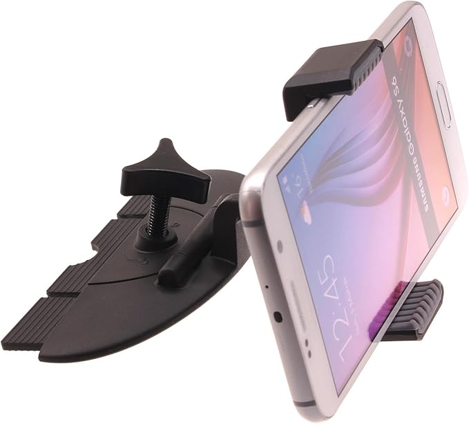 Car Mount CD Slot Holder Compatible with BLU View 5 PRO, Cradle Swivel Dock Strong Grip CD Player Slot