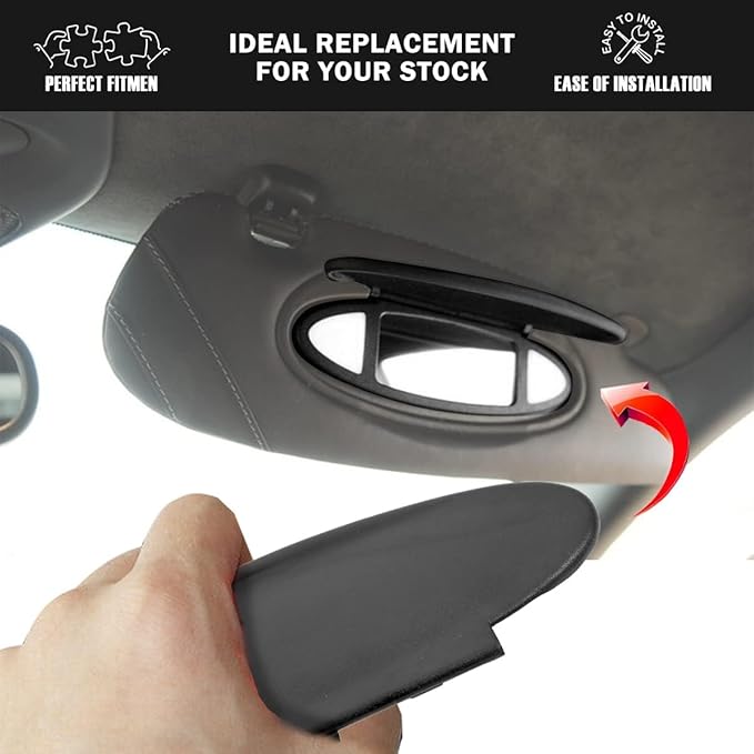 2Pcs Sun Visor Mirror Cover Replacement,Driver/Passenger Side Sunvisor Vanity Mirror Lid Caps Cover for Porsche 996/997-911 986/987 for Boxster for Cayman 1996-2010