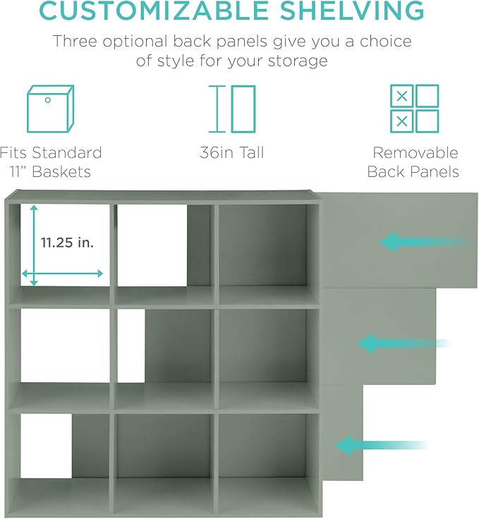 Best Choice Products Kids Bookcase 9-Cube Storage Organizer, 11in Shelf Opening, Bookshelf, Toy Storage, Customizable w/ 3 Re