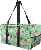 NGIL Extra Large Utility Tote Reusable Grocery Bag Oversized Collapsible for Groceries, Storage, Picnic, Beach (Barnyard Blossom-Black)