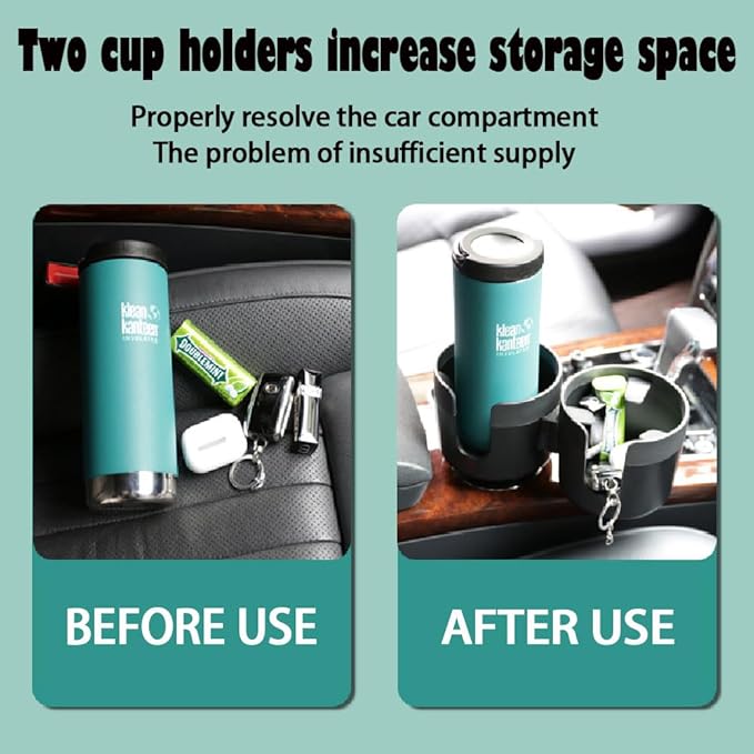 Cup Holder Expander for Car, 2 in 1 Cup Holder Phone Mount with Adjustable Base, Car Cupholder for Yeti Hydro Flasks 16-40oz 