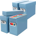 File Organizer Box with Lid & Handle, Heavy Duty Hanging File Folder Storage Boxes for Letter Size, Portable Filing Organizer