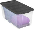 Sterilite 6-Pack Modular Stacker Box, Durable Clear Plastic Storage Bins with Latching Lids, 200 Quart - Stackable Organizing