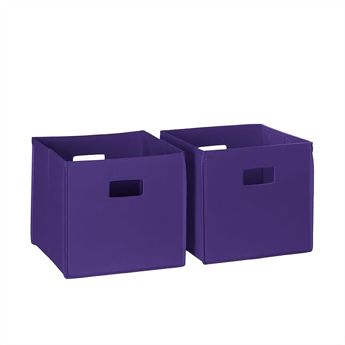 RiverRidge Folding Storage Bins with Handles Dark Purple Cube Storage Organizer for Closet, Bedroom & Playroom - Closet Organ