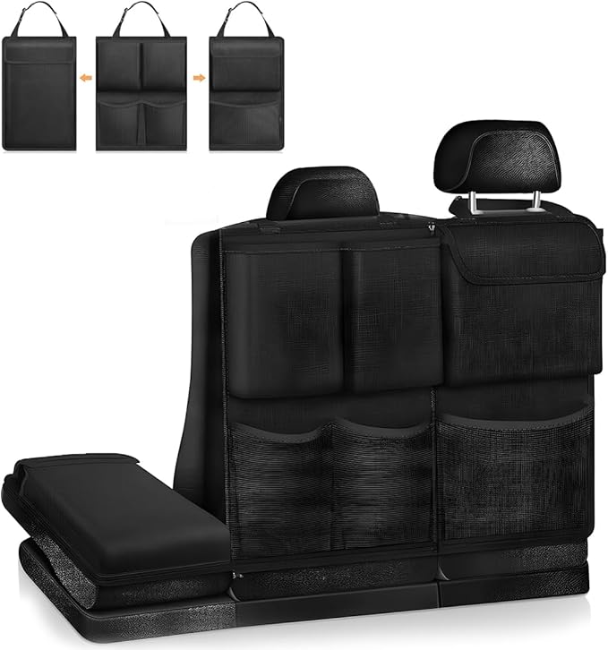 Hanging Car Trunk Organizer, Detachable Seat Back Storage Bag with Lids & 7 Large Pockets, Waterproof Space Saving Cargo