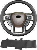 Hand Sewn Steering Wheel Cover,Fit for Ford F-150 2015 2018/Expedition 2018/F-150 Limited 2016/F-Series Super Duty 2017 2020 2022,Non-Slip Breathable Microfiber Leather Steering Wheel Cover