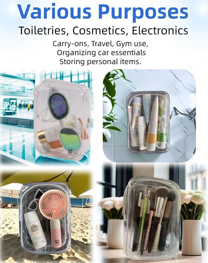 5 Packing Cubes 1 Quart Size Travel Bag TSA Approved Toiletry Bag Clear Small Purse Pouch International Long Flight Must Have