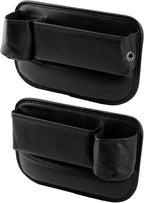 2-Pack Car Seat Gap Filler Organizer, Leather Storage Box with Cup Holder for Driver & Passenger Side, Gap Bag Front Seat Car Storage Accessories for Phone Keys Sunglasses Wallet(COLOR:Black)