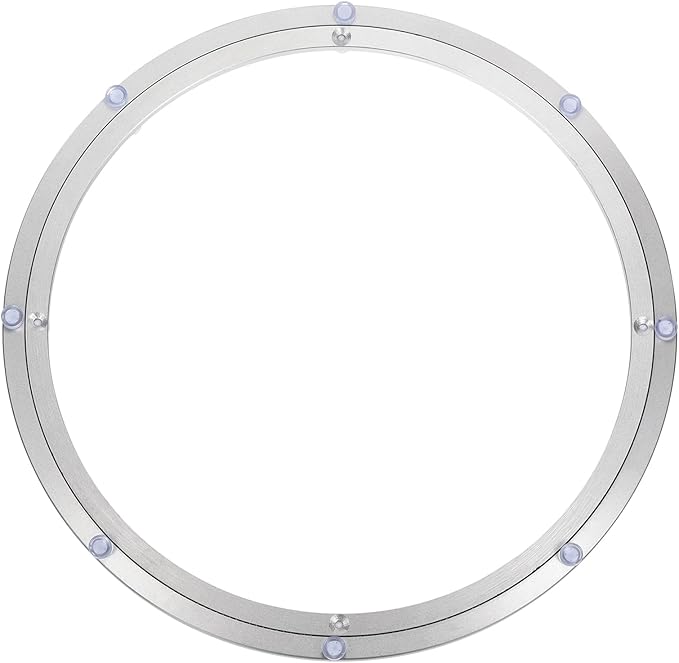 uxcell Aluminium Lazy Susan Turntable Bearing, 16 inch Round Rotating Bearing Turntable Base for Kitchen Dining Table（Base On