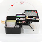 BTSKY 3-Layer Plastic Dividing Storage Box Craft Organizer with Adjustable Spacers Portable Handled Art Supply Organizer Mult