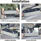 Car Cup Holder Expander Organizer,Multifunctional Cup Drink Holders with PU Leather Cover,Side Insert Center Console Seat Gap Filler Storage Box for Mug Bottle CellPhones Coffee Coasters Cards