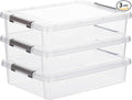 Citylife 3 PCS Plastic Storage Bins with Latching Lids Portable Project Case Clear File Box Stackable Storage Containers for 