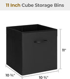 StorageWorks Black Storage Cubes, 11-inch Leather Bins with Handle, Cube Organizer Baskets for Shelves and Closet, Collapsibl