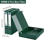 Storage File Boxes A4, 6 Pack Foldable File Box with Clip, 50mm Spine, Plastic Archives Cases with Magnetic Closure, Document