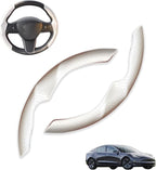 for Tesla 2017-2023 Model 3 and 2020-2024 Model Y Steering Wheel Cover Trim Interior Decoration Protection Accessories(M3/My-White)