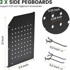 TRZZ Power Tool Organizer Wall Mount, 3-Layer Drill Holder with 2 Side Pegboards, Cordless Drill Rack with 4 Hooks, Efficient