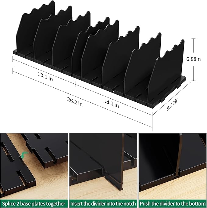 SPACEKEEPER Shelf Divider for Closet, 2 Pack Adjustable Purse Organizers Handbag Separators Storage Organizer Bookshelf Separ