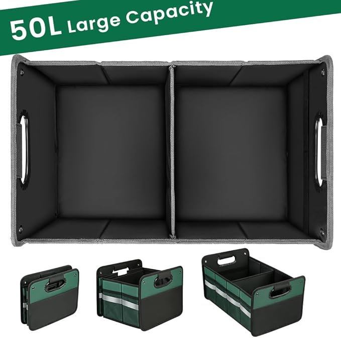 Car Trunk Organizer, Car Storage Organizer, Collapsible Multi Compartment for Car, Suv, Sedan, Truck, 100L, Extra Larger
