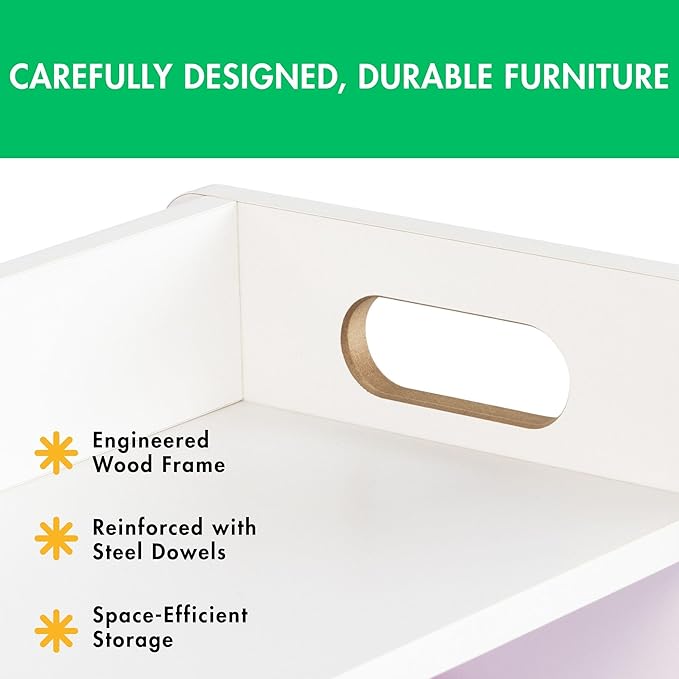 Humble Crew Toy Storage Organizer with Top Shelf and 9 Removable Bins, White/White – Toddler Bookshelf with Toy Organizer - M