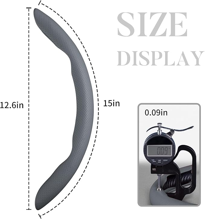 Car Steering Wheel Cover Leather Snap On 3Pcs Set Non-Slip Protector Wrap Steering Wheel Accessories 14.5-15 inch Universal G