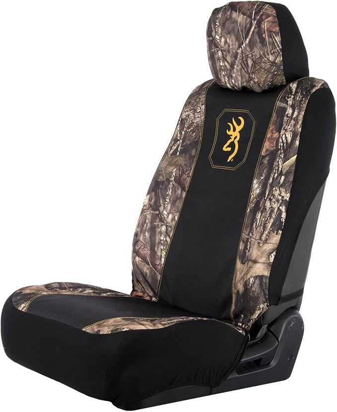 Browning Universal Front and Bench Seat Covers, Water Resistant for Car, Truck, and SUV , Pack of 2, Mossy Oak Break-Up Count